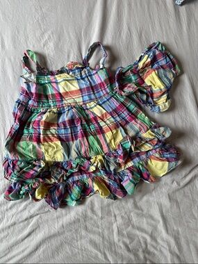 Ralph Lauren Multicolor Plaid Ruffled Sundress - Pink, Yellow, Green, Blue